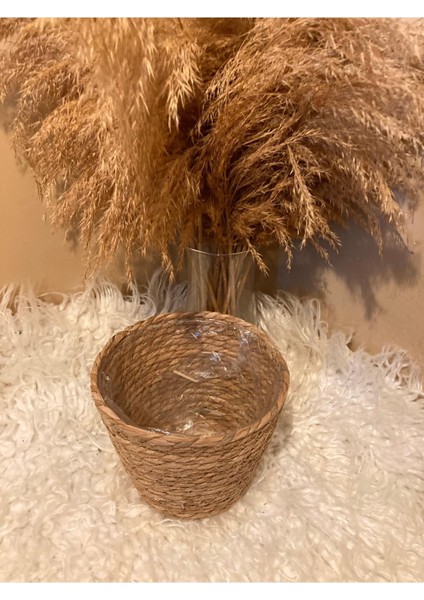 V Şeklinde Hasır Kalın Örgü Içi Poşetli Saksılık Orta Boy modelleri