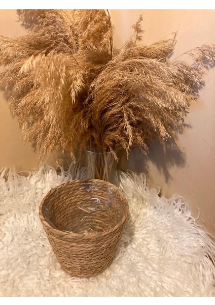 V Şeklinde Hasır Kalın Örgü Içi Poşetli Saksılık Orta Boy indirimleri