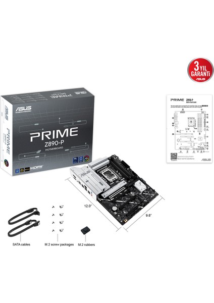 Asus Prıme Z890-P Ddr5 4xm2 Usb3.2 Rgb Lan Atx