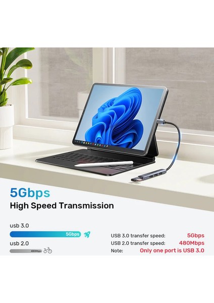 Unıtek Type-C To 4 Port USB (Usb3.0+Usb2.0) H1208B