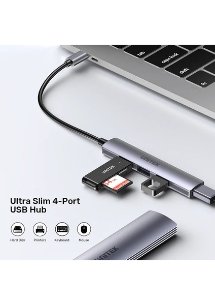 Unıtek Type-C To 4 Port USB (Usb3.0+Usb2.0) H1208B