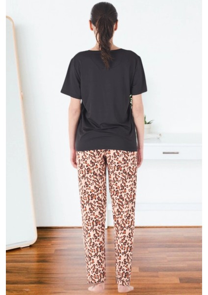 Estiva 25161 Kadın Marla Leoparlı Kısa Kol Pijama Takımı fiyatları