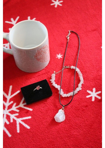 100 Dilde Seni Seviyorum Kupa - Pembe Kuvars Bileklik - Pembe Kuvars Kolye - Pembe Kuvars Yüzük