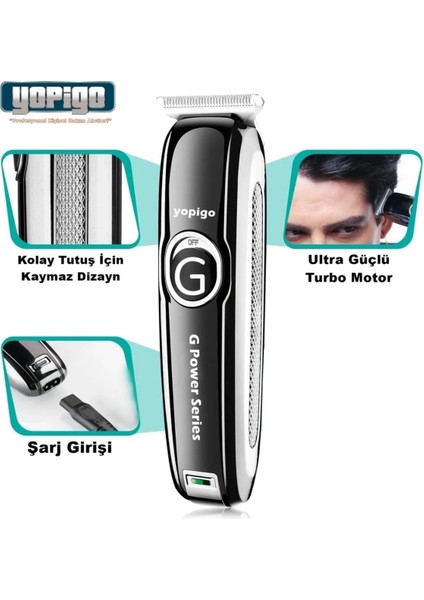 Siyah Çok Fonksiyonlu Şarjlı Tüy Kısaltıcı ve Tıraş Makinesi