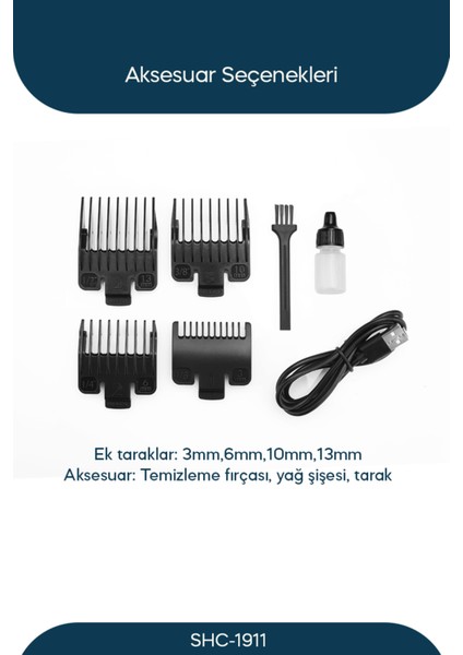 Çok Fonksiyonlu T Bıçaklı Saç Sakal Ense Kesme Makinesi, Siyah, SHC-1911 modelleri