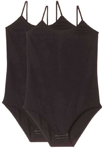 2 Adet Battal Beden İp Askılı Kadın Çıtçıtlı Body Siyah modelleri