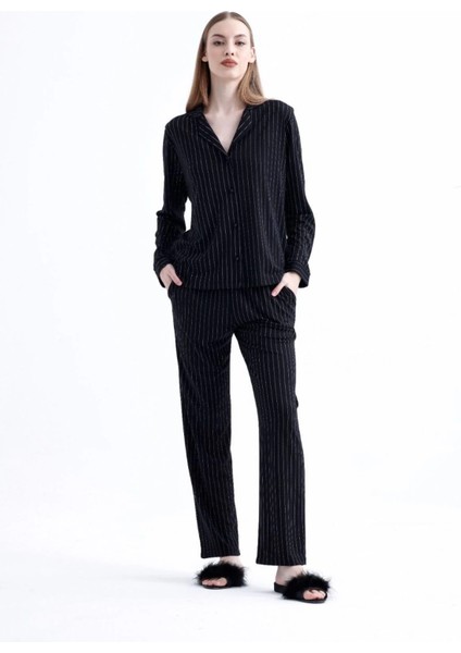 Espuar 775 Kadın Çizgili Penye Pijama Takımı