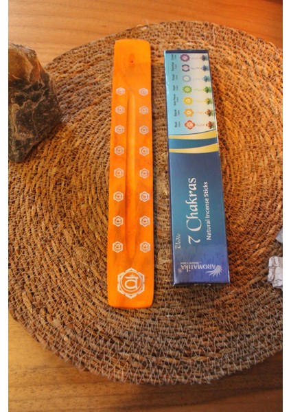 Çakra Spiritüel Tasarım Çubuk Tütsülük ve Tütsü Paketi Turuncu
