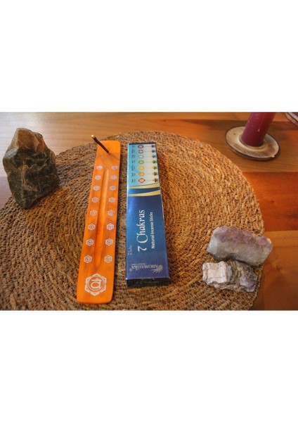 Çakra Spiritüel Tasarım Çubuk Tütsülük ve Tütsü Paketi Turuncu
