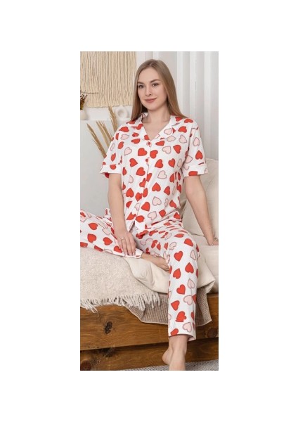 Alissa 6295 Kadın Kalp Desenli Patlı Pijama Takımı fiyatları