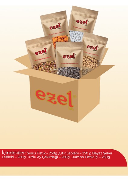 Kuruyemiş Şeker Kolisi – 5'li Atıştırmalık Set + 100 g Türk Kahvesi