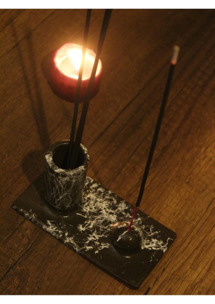 Hazneli Taş Tasarım Çubuk Tütsülük Siyah modelleri