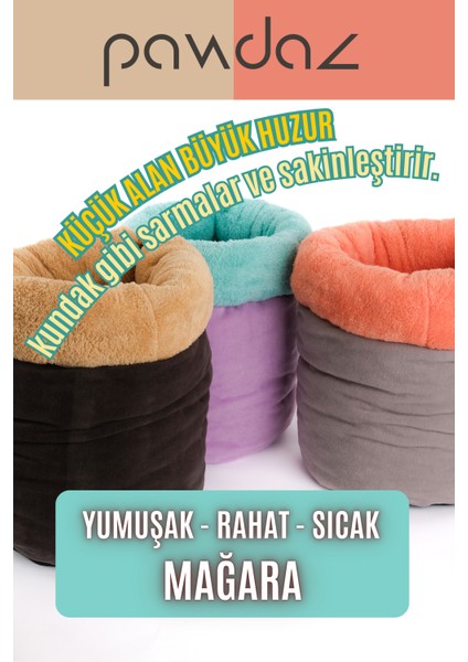 Mağara (45X40CM) - Modern Kedi/köpek Mağara Yatak, Saklanma Alanı, Sakinleştirici, Konforlu indirimleri