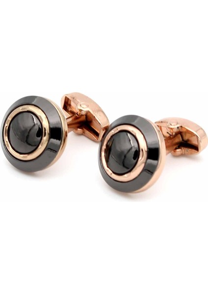 Rose Siyah Lüx Kol Düğmesi