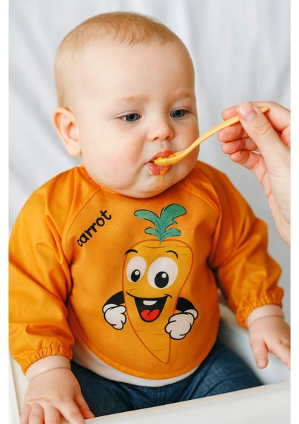 0-12 Ay Kollu Şirin Renkli Desenli Mama Önlüğü