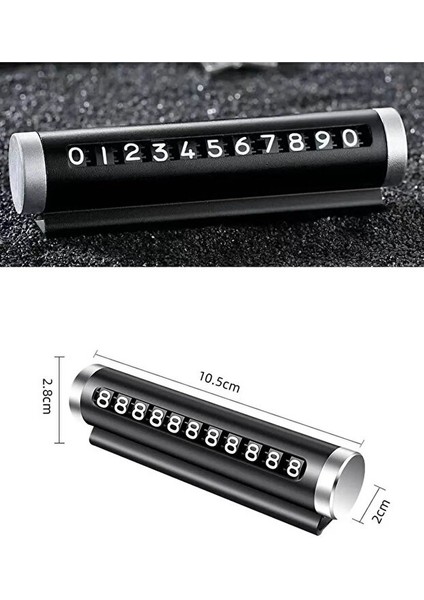 Siyah Alüminyum Kasa Çevirmeli Araç Içi Park Telefon Numaratörü Park Numarası Parkmatik