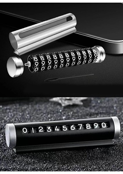 Siyah Alüminyum Kasa Çevirmeli Araç Içi Park Telefon Numaratörü Park Numarası Parkmatik fırsatları