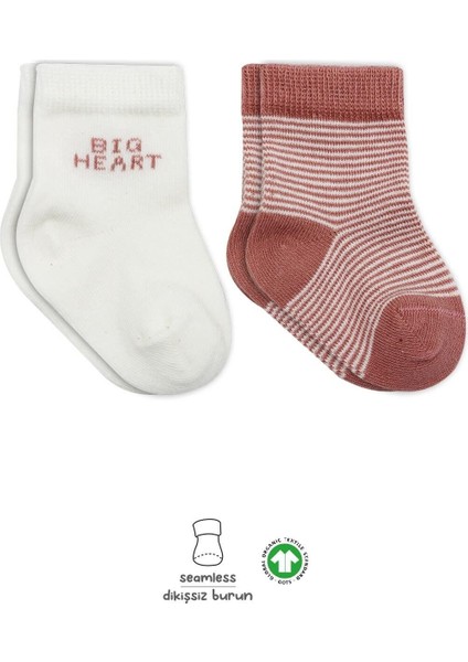Bistyle Big Heart Penye Soket Çorap 2'li BS10117 Pudra