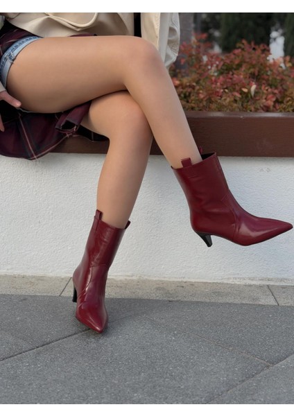 Lavino Kadın Topuklu Bot Bordo Kırışık Rugan fırsatları