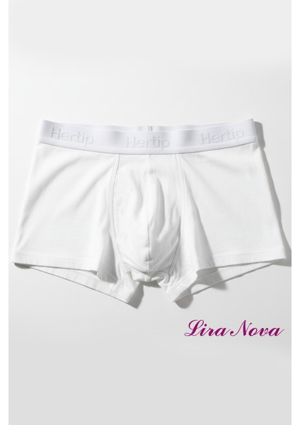 Beyaz 3'lü Paket Soft Elastan Boxer %90 Coton %10 Elestane