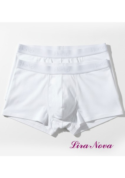 Beyaz 3'lü Paket Soft Elastan Boxer %90 Coton %10 Elestane