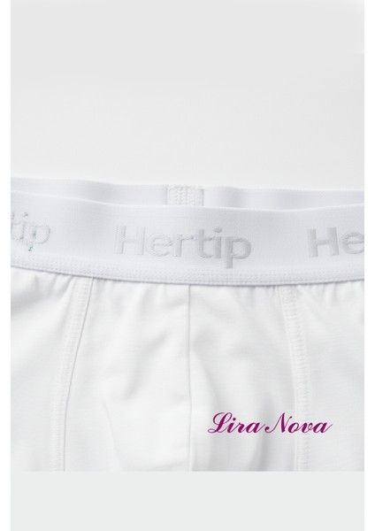Beyaz 3'lü Paket Soft Elastan Boxer %90 Coton %10 Elestane