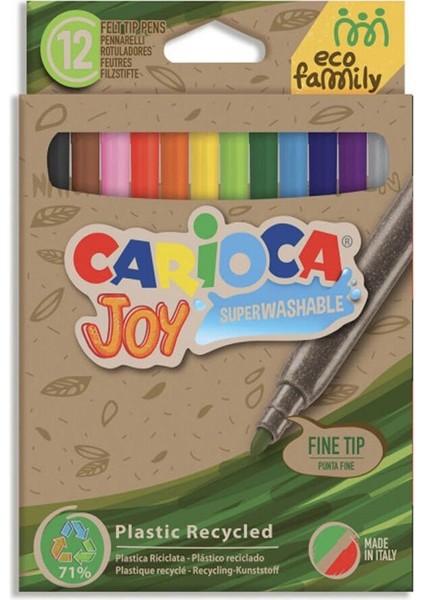 Carioca Ecofamıly Joy Süper Yıkanabilir Keçeli Boya Kalemi 12LI