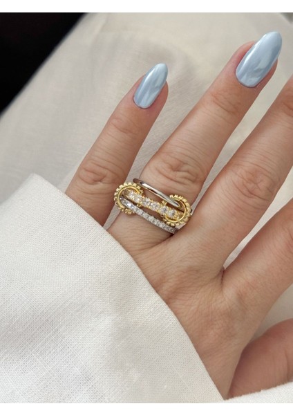 3lü Mix Taşlı Halkalı Yüzük