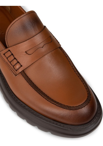 Erkek Hakiki Deri Taba Renk Kalın Taban Loafer - 02006MTBAE01 indirimleri