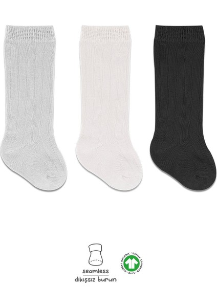 Bistyle Derby Dizaltı Çorap 3'lü BS40101 Ekru Gri Siyah