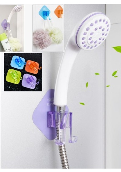 Renkli Duş Başlık Tutucu ve Lif Askısı, Pratik ve Şık Banyo Aksesuarı