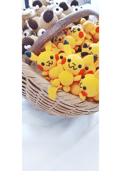 Amigurumi Organik Örgü Pikachu Anahtarlık Çanta Süsü (1 Adet) fiyatları