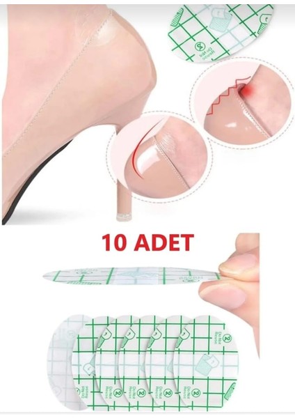 10 Adet Ayakkabı Vurma Sürtünme Önleyici Su Geçirmez Bant Kulak Koruyucu Medikal Bant Yara Bandı