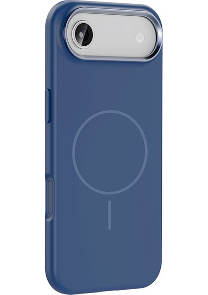 Apple iPhone 17 Air Kılıf M-Safe Şarj Özellikli Metal Kamera Çerçeveli Zore Edi Silikon Kapak - Lacivert modelleri