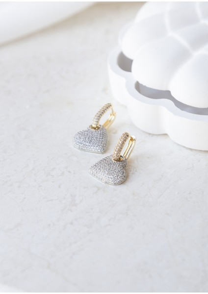 Taşlı 2 Renk Kalp Küpe fırsatları