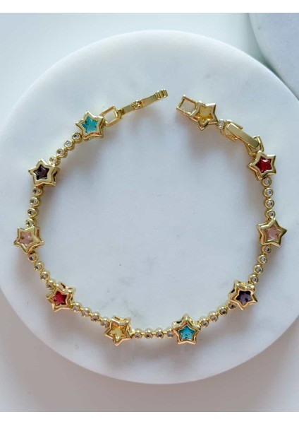 Renkli Taş Yıldız Bileklik