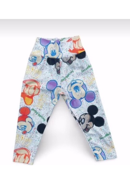 Kız Çocuk Minnie Mouse Baskılı Mevsimlik Tayt Desenli Kız Çocuk Tayt