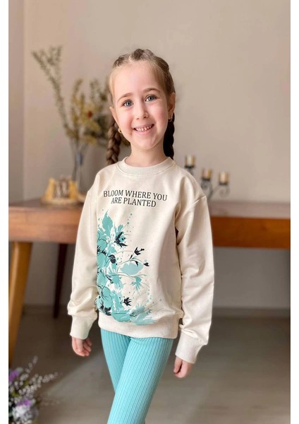 Çiçek Desenli Fitilli Taytlı Yeşil Renk Kız Çocuk Takım modelleri