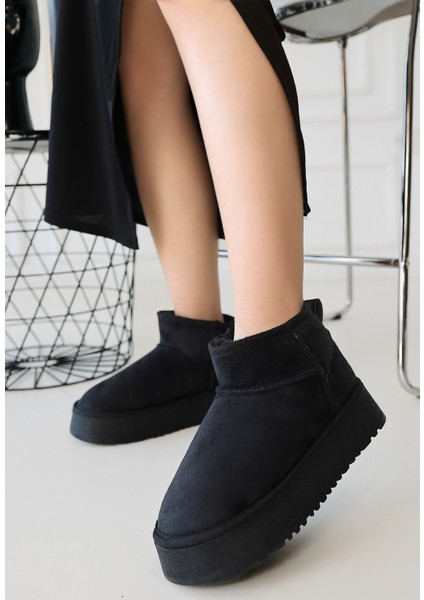 Içi Kürklü Bot Süet Siyah Topuk Boyu 4 cm fiyatları