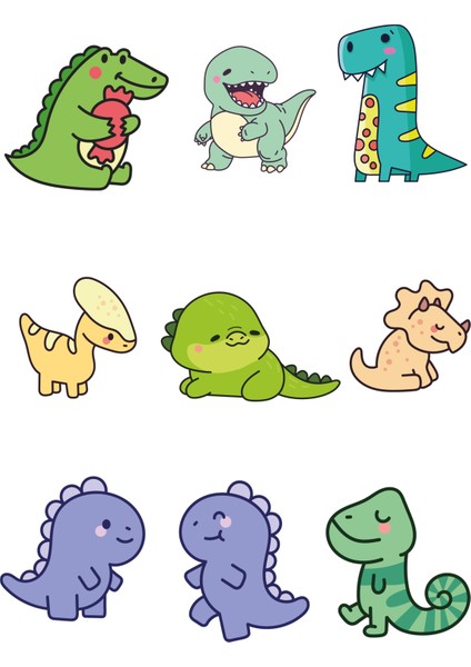 Tatlı Dinazorlar Uv Dtf Motor & Kask Sticker Çizilmeye ve Güneşe Dayanıklı – Yüksek Kalite Baskı