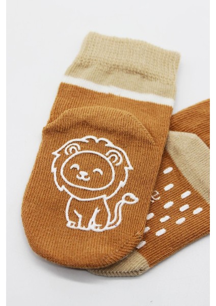 Bistyle Hayvan Figürlü Kaymaz Erkek Soket Çorap 2'li BS10119 Hardal modelleri