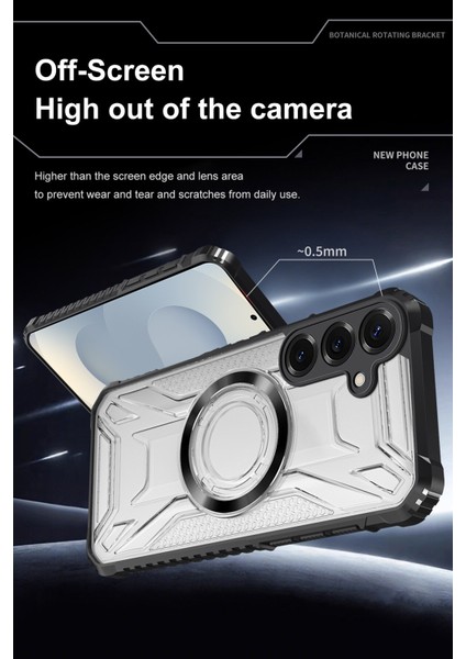 Case For Samsung Galaxy S24 Plus Için Manyetik Halkalı Şeffaf Akrilik Darbeye Dayanıklı Koruyucu Kılıf-Siyah (Yurt Dışından) modelleri