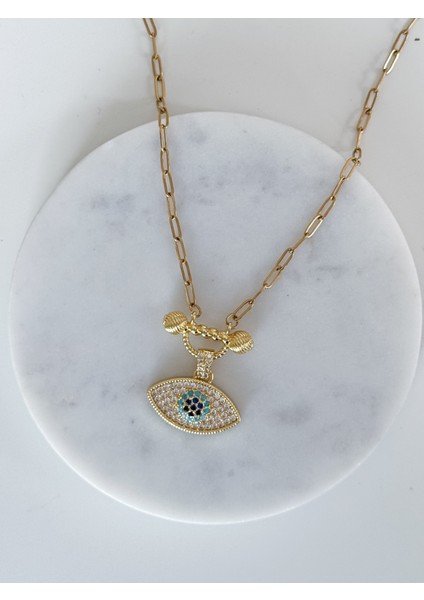 Çelik Taşlı Göz Kolye modelleri