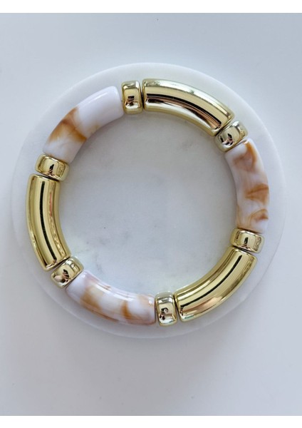 Renkli Kemik-Gold Lastikli Bileklik