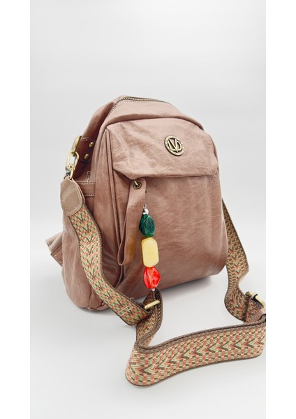 Kahve Metal Logo Detaylı Sırt Çantası Orijinal Levid'or Premium