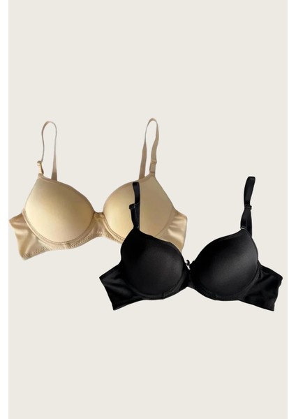 Mdb Mdbshop Siyah-Ten 2li Mikro Kumaş Push Up Dolgulu Balenli Günlük Destekli Sütyen modelleri