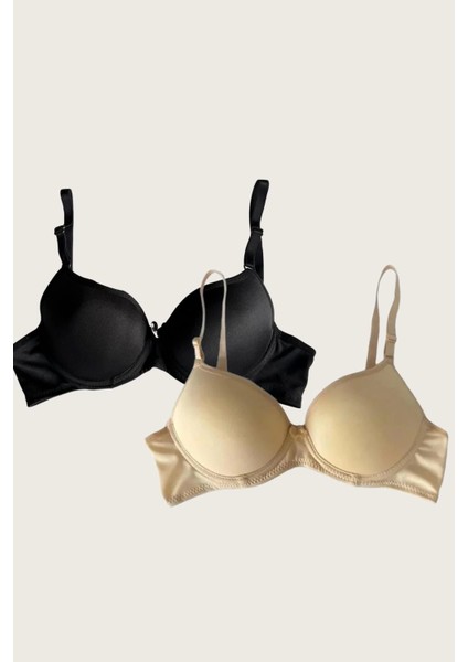Mdb Mdbshop Siyah-Ten 2li Mikro Kumaş Push Up Dolgulu Balenli Günlük Destekli Sütyen fırsatları