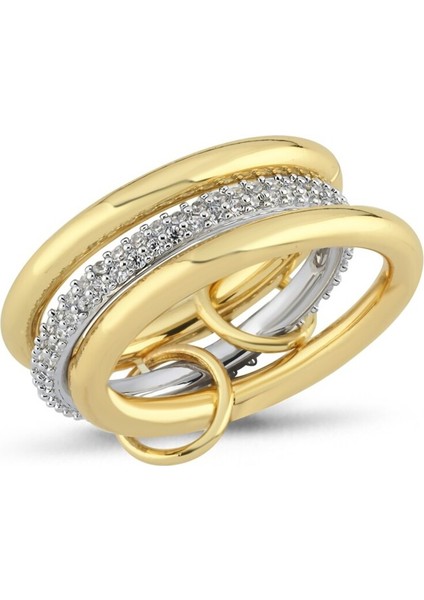 Çelik 3lü Taşlı Yüzük