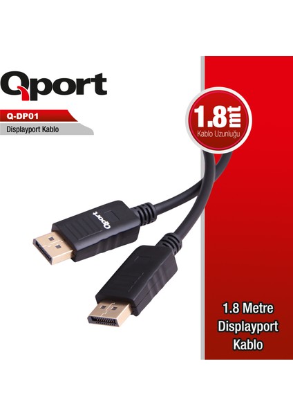 Qport Q-DP01 1.8m Dısplay Port Kablo