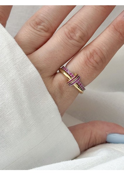 2li Pembe Taşlı Yüzük